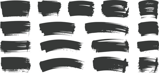 Collection of diverse hand-painted grunge ink brush strokes set