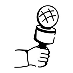 A sketchy style icon showing a mic