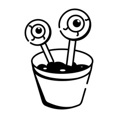 A hand drawn style icon showing halloween candy pot