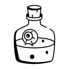 Doodle style icon showing an eyeball drink 