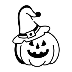A hand drawn style icon of witch hat