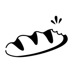 A doodle style icon of baguette bread 