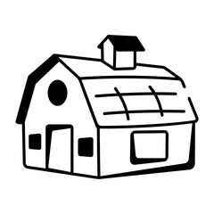 A sketchy style icon showing barn house