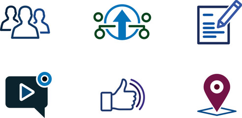 Modern Business Vector Icon Set for Strategy Planning and Communication
