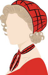 Faceless retro woman in red scarf