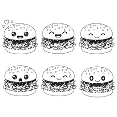 Pulled Pork Sandwich Vector. Pulled Pork Sandwich Vector bundle. Pulled Pork Sandwich vector, illustration, lineart, clipart 