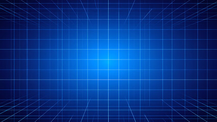Abstract blue digital grid network background with glowing lines and futuristic technology concept for data science abstract blue background with squares