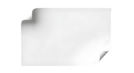 Blank white paper sheet with curled corners and soft shadow isolated on white background