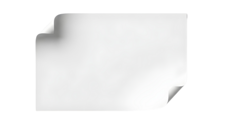Blank white paper sheet with curled corners and soft shadow isolated on white background