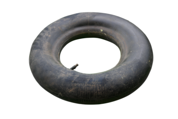 Old used tire inner tube isolated on transparent background