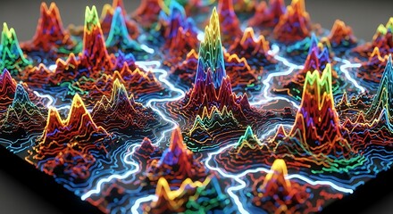 Abstract colorful topographic map concept art of terrain with elevation lines