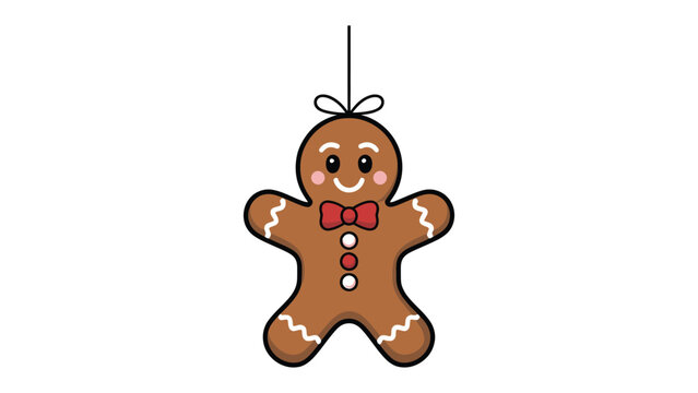 Gingerbread Man Ornament: A charming illustration of a gingerbread man ornament, embodying the festive spirit of Christmas. Adorned with a cheerful smile and intricate details.