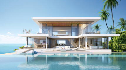 Experience luxurious beachfront living in this stunning modern villa with private pool and ocean views for upscale travel, real estate, and aspirational lifestyle concepts