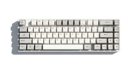 Top View of Minimalist Mechanical Tenkeyless Keyboard Isolated on White Background