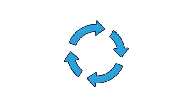Blue Refresh Loop Arrows Icon Vector Graphic Isolated on White Background