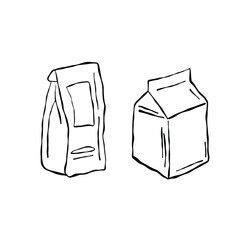 Hand-drawn packaging. Doodle-style drawing, lines. pack doodle icon. Hand drawn vector illustration.