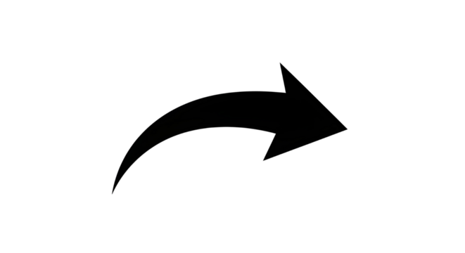 Black curved arrow icon vector graphic isolated on white background