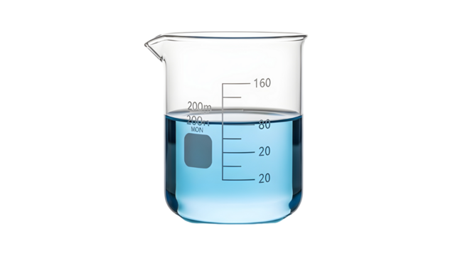 Laboratory Beaker with Blue Liquid Isolated Glassware Science Equipment