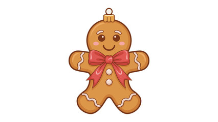 Gingerbread Man's Holiday Cheer: A charming, jovial gingerbread man, adorned with a festive red bow and decorative accents, radiates the warmth and joy of the holiday season.