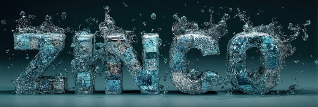 ZINCO. Three-Dimensional Illustration of Zink Element with Water Theme