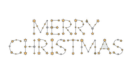 Holiday Greetings: A constellation of shimmering stars forms the words MERRY CHRISTMAS, exuding holiday cheer.