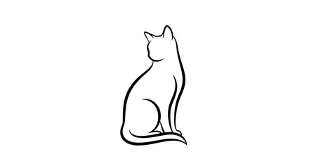 Elegant feline silhouette gracefully poised on a white canvas showcasing artistic minimal lines