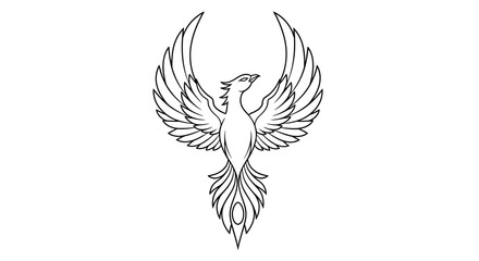 Elegant minimalist phoenix illustration with soaring wings evokes rebirth and hope