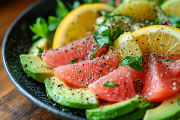 Generative AI image of a colorful mix with fresh fruits for a healthy lunch or dinner