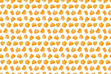 Autumn seamless pattern background. Hand drawn watercolor ornament with pumpkins for wrapping paper, fabrics, design, decorations.