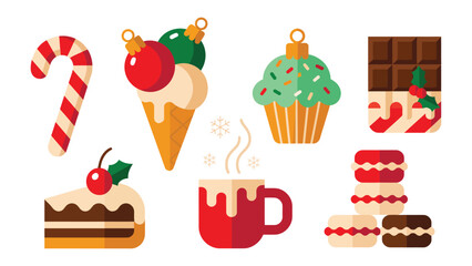 Festive Delights: An array of colorful sweets and treats, each radiating a joyous holiday spirit, perfect for any festive occasion.