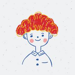 hand drawn curly haired child scribble illustration