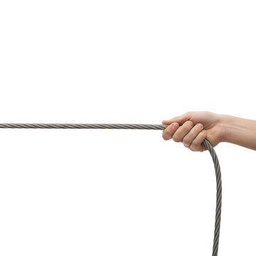 hand holding rope isolated on transparent background