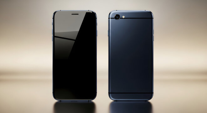 Front and Back View Smartphone Mockup Standing Upright for Mobile App and Device Presentation