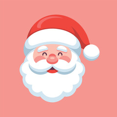 Happy Santa Claus Face Cartoon | Christmas Santa Head Vector Illustration Isolated on White