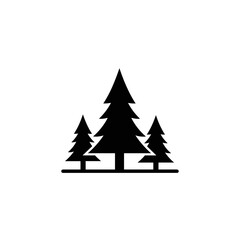 Obraz premium Silhouette of three pine trees on a flat ground 