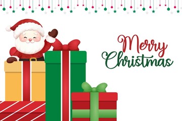 Santa Claus and Colorful Christmas Gift Boxes Artwork