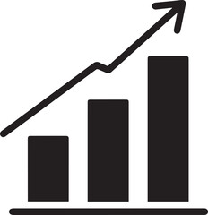 Modern rising bar graph icon illustrating upward trend financial growth and data analysis for business and technology concepts