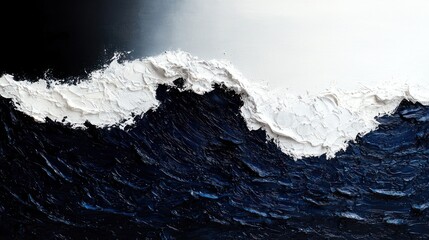 Textured artwork depicts a cresting wave, blending deep blue waters with a frothy, white foam under a gradient sky