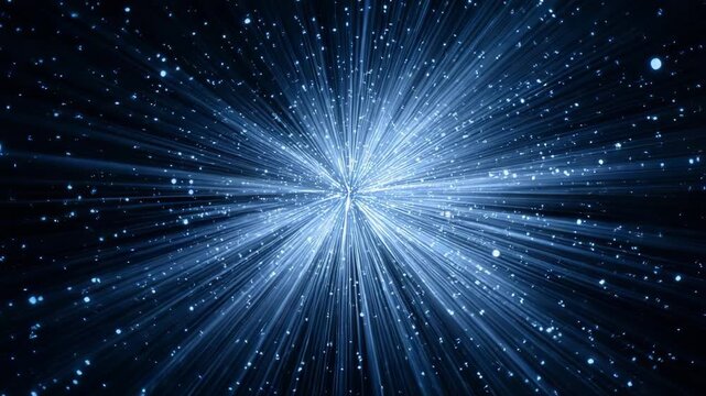 Dynamic blue light rays radiating outward, creating a mesmerizing visual effect in motion