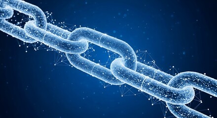 Digitally connected chain representing blockchain technology and secure communication network
