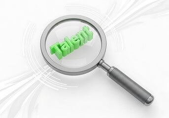 Magnifying Glass Focusing on the Word Talent Representing Talent Search and Acquisition