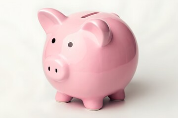 Obraz premium Pink piggy bank for money savings on a white background is a financial concept