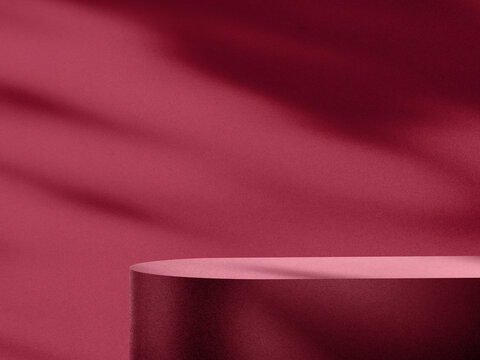 Empty podium or pedestal in elegant on pred gradient background with shaodw,red christmas background for sale,ideal mockup for product display presentation showcase backdrop design	