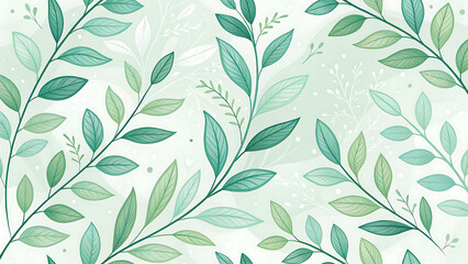 Elegant Green Leaves Branches Pattern Seamless Background Watercolor Illustration Design