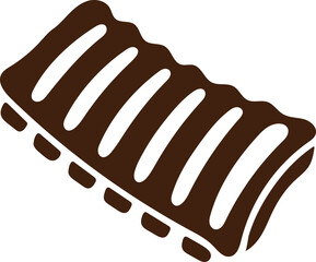 barbecue ribs silhouette vector icon, grilled rib rack black design, ribs outline on white