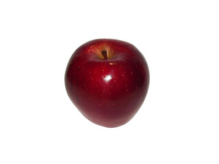 Shiny red apple with smooth skin and stem isolated on transparent background, png