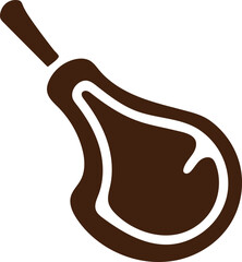 lamb chop black silhouette icon, mutton steak outline vector design, grilled meat piece illustration
