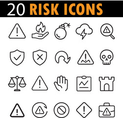 Risk Vector Icon Set | Safety, Danger, and Security Outline Symbols Collection