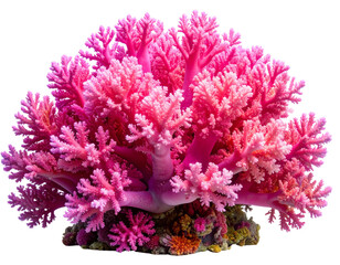 Pink Coral Reef Isolated on Transparent Background – Ocean Aquarium Element 