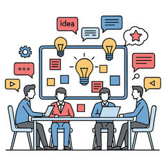 Team Brainstorming Meeting Vector Illustration